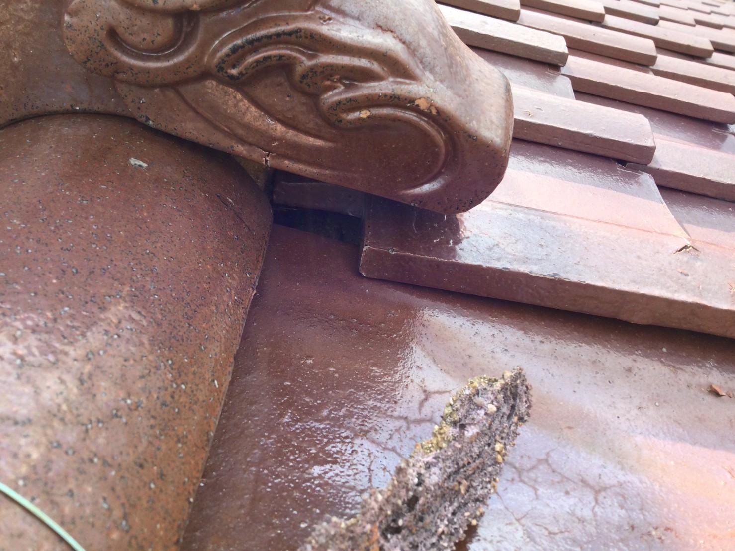 加古川市　築40年住宅 紐丸瓦一発仕上げで棟積み替え雨漏り修理を実施！加古川市　築40年住宅 紐丸瓦一発仕上げで棟積み替え雨漏り修理を実施！